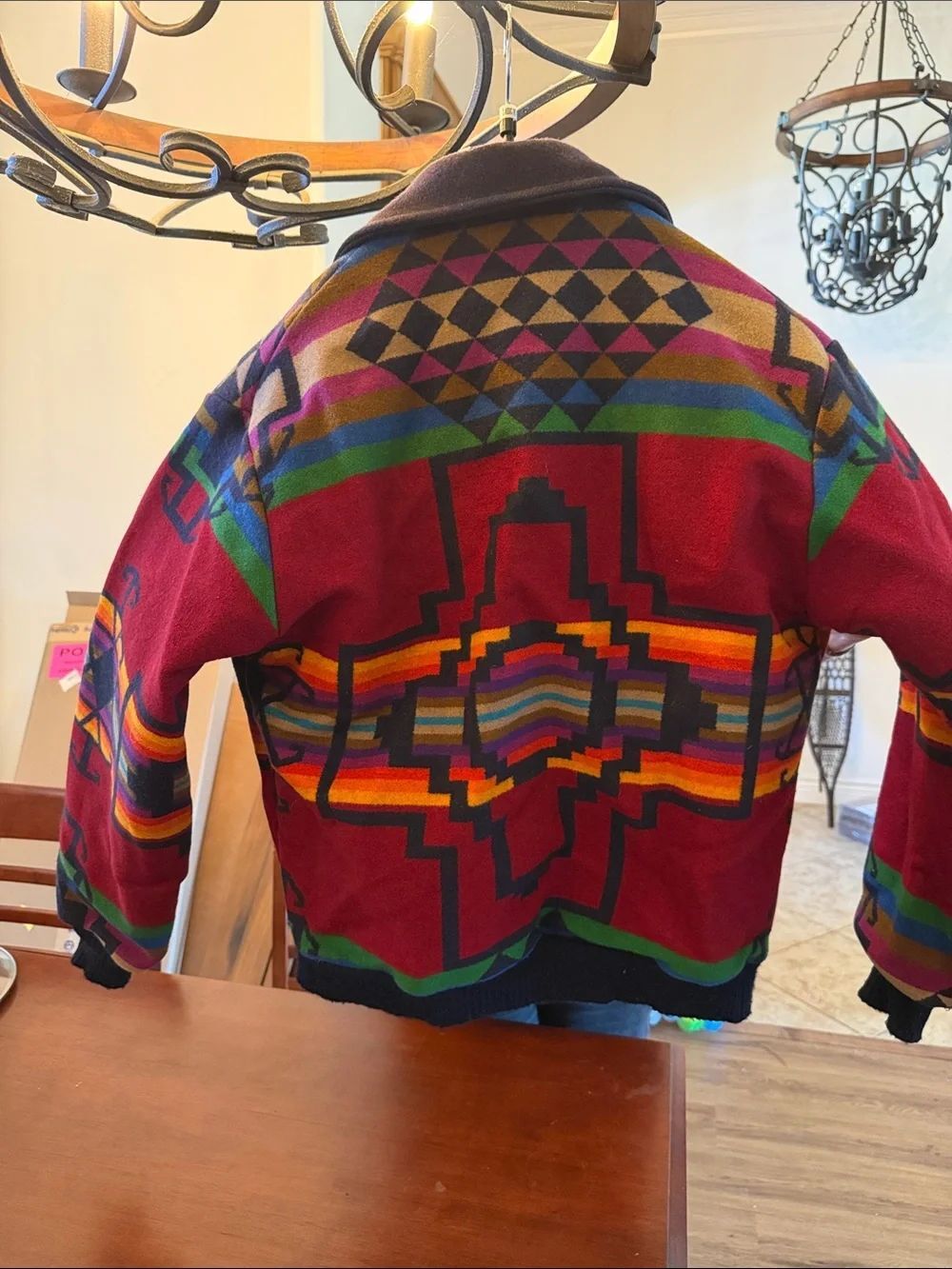 Pendleton Red Multicolor Native Pattern Bomber Jacket - Picture 2 of 7